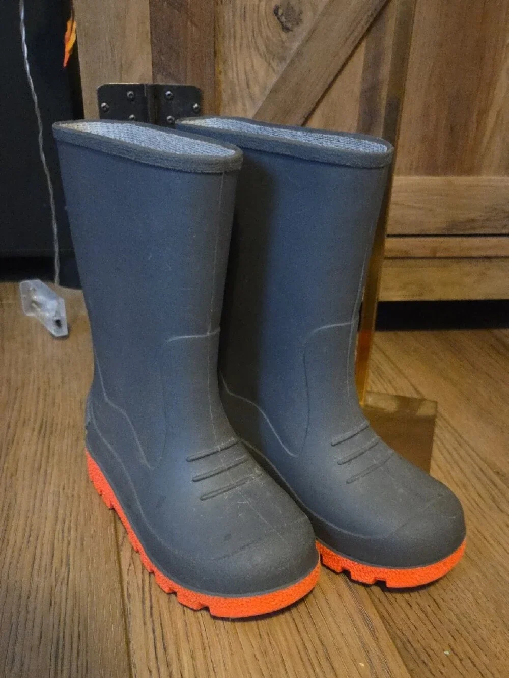 Kids Waterproof Rain Boots - Gray with Orange Sole